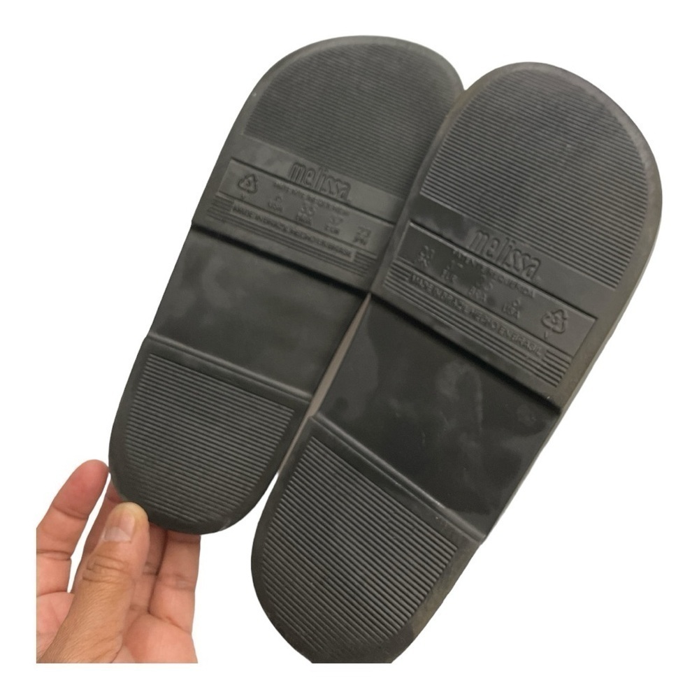 Melissa Gold Platform Slide Sandals Black Sole Women’s Size 6 Beach Slides - Picture 8 of 11